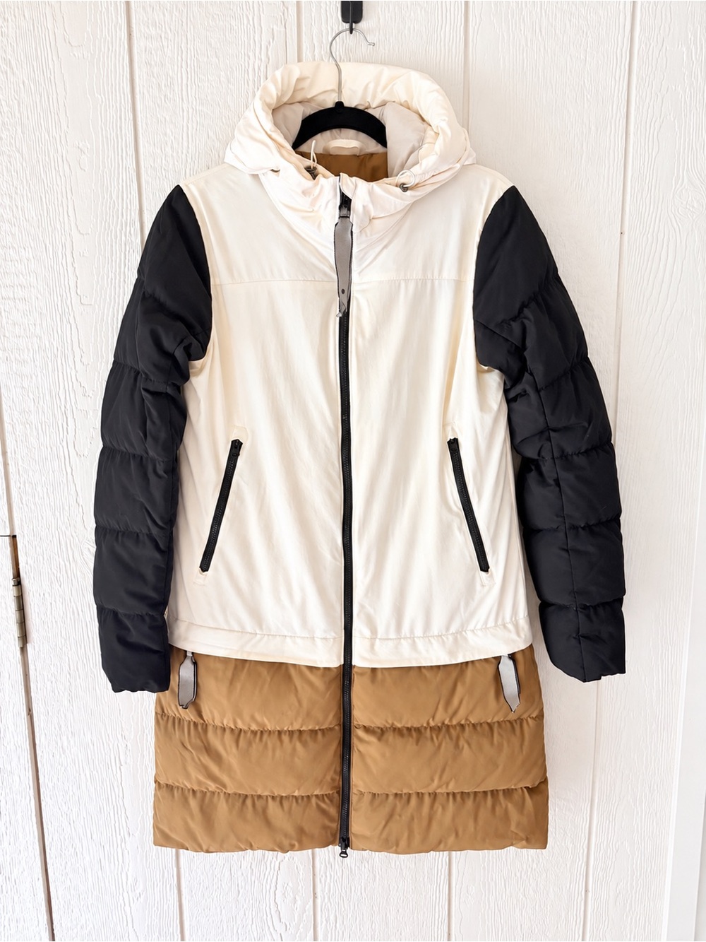 Lululemon Cold As Fluff Parka Size 6 Angel Wing Camel Black Puffer Down Coat
